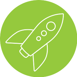 green icon of rocket