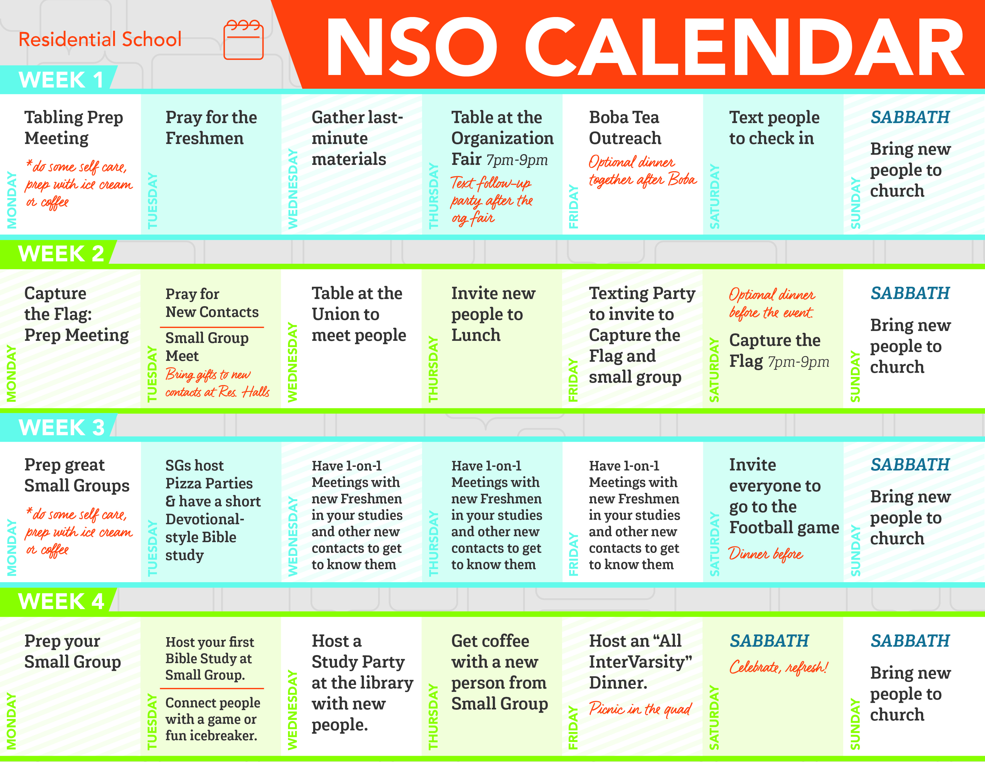 Residential School Sample Calendar