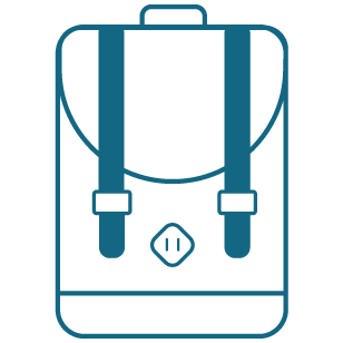 blue icon of backpack